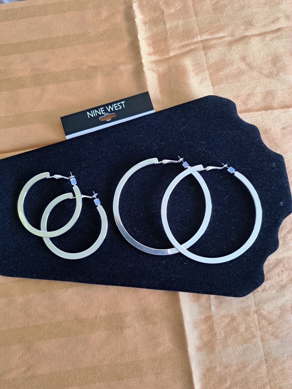 Nine West Silver Hoop Earring Set - Two Sizes - Picture 2 of 3